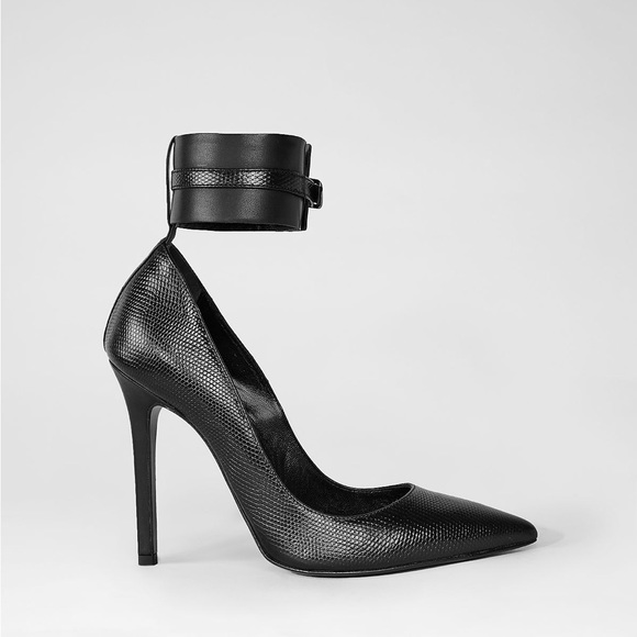 ALL SAINTS Leather Ankle Cuff Pointed Toe Textured high heels Women’s size 7 - Picture 7 of 15